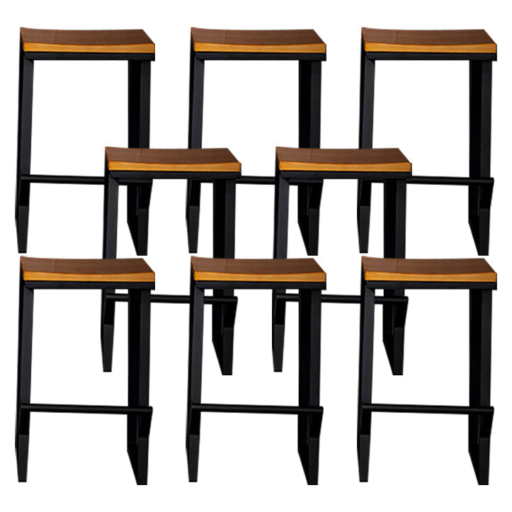 Industrial Square Counter & Bar Stool Metal Natural Counter Height Stool for Cafe 8 Piece Set Short Stool(18"H) Clearhalo 'Bar Furniture' 'Bar Stools' 'bar_stools' 'furn' 'furn_bar_stools' 'Furniture' 'Kitchen & Dining Furniture' 5185403