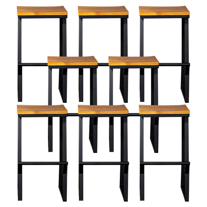 Industrial Square Counter & Bar Stool Metal Natural Counter Height Stool for Cafe 8 Piece Set Counter Stool(26"H) Clearhalo 'Bar Furniture' 'Bar Stools' 'bar_stools' 'furn' 'furn_bar_stools' 'Furniture' 'Kitchen & Dining Furniture' 5185409