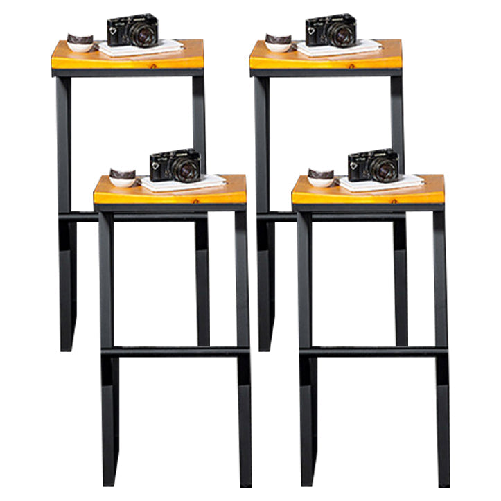 Industrial Square Counter & Bar Stool Metal Natural Counter Height Stool for Cafe 4 Piece Set Bar Stool(30"H) Clearhalo 'Bar Furniture' 'Bar Stools' 'bar_stools' 'furn' 'furn_bar_stools' 'Furniture' 'Kitchen & Dining Furniture' 5185410