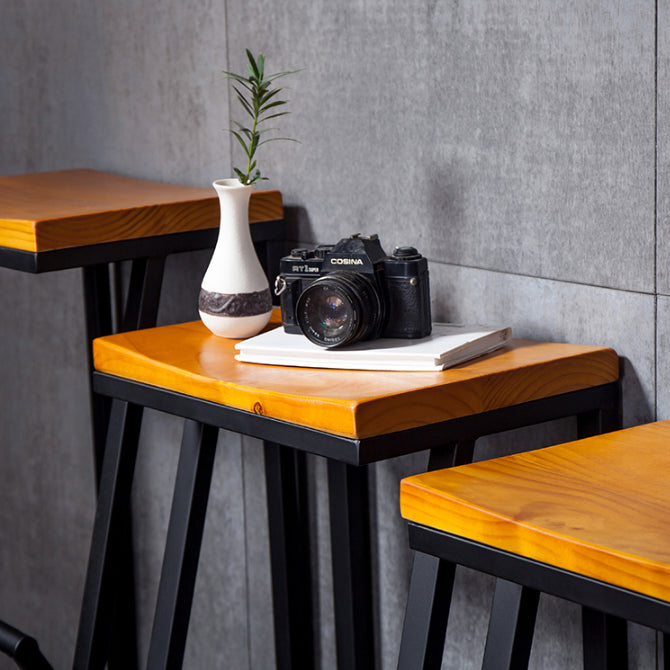 Industrial Square Counter & Bar Stool Metal Natural Counter Height Stool for Cafe Clearhalo 'Bar Furniture' 'Bar Stools' 'bar_stools' 'furn' 'furn_bar_stools' 'Furniture' 'Kitchen & Dining Furniture' 5185411