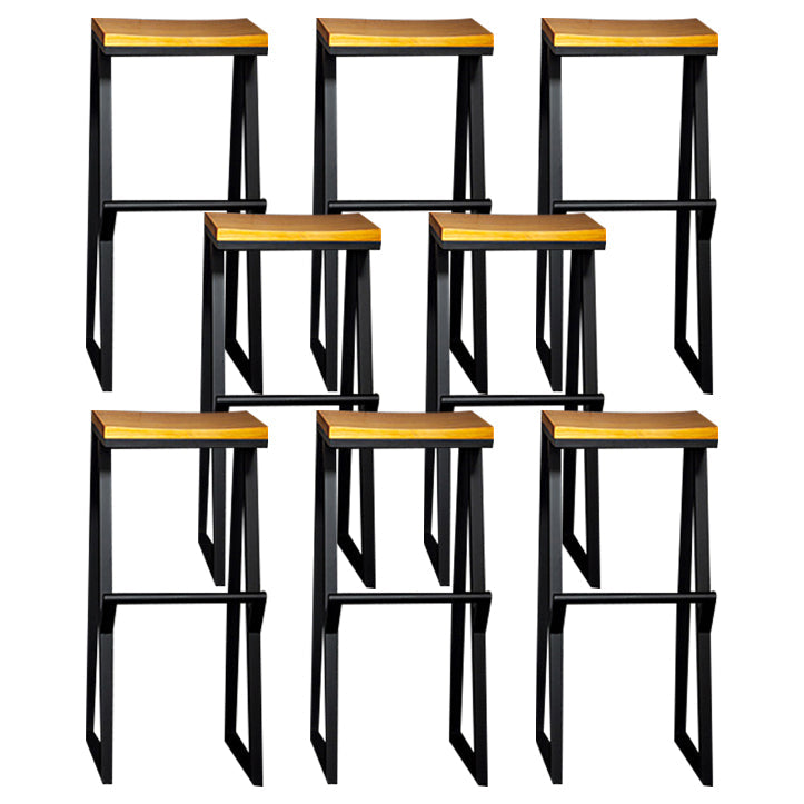 Industrial Square Counter & Bar Stool Metal Natural Counter Height Stool for Cafe 8 Piece Set Bar Stool(33"H) Clearhalo 'Bar Furniture' 'Bar Stools' 'bar_stools' 'furn' 'furn_bar_stools' 'Furniture' 'Kitchen & Dining Furniture' 5185416