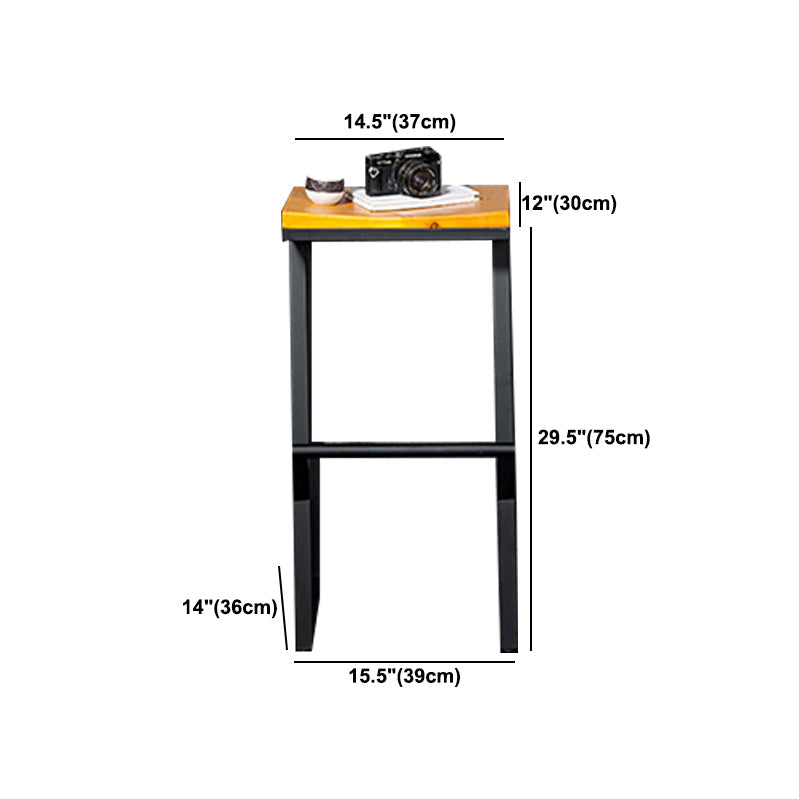 Industrial Square Counter & Bar Stool Metal Natural Counter Height Stool for Cafe Clearhalo 'Bar Furniture' 'Bar Stools' 'bar_stools' 'furn' 'furn_bar_stools' 'Furniture' 'Kitchen & Dining Furniture' 5185419