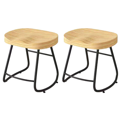 Modern Saddle Seat Bar Stool Wood and Metal Indoor Counter-height Stool Black 2 Piece Set Short Stool(18"H) Clearhalo 'Bar Furniture' 'Bar Stools' 'bar_stools' 'furn' 'furn_bar_stools' 'Furniture' 'Kitchen & Dining Furniture' 5185422