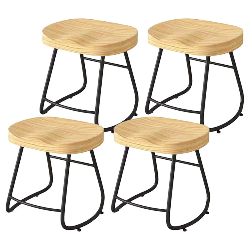 Modern Saddle Seat Bar Stool Wood and Metal Indoor Counter-height Stool Black 4 Piece Set Short Stool(18"H) Clearhalo 'Bar Furniture' 'Bar Stools' 'bar_stools' 'furn' 'furn_bar_stools' 'Furniture' 'Kitchen & Dining Furniture' 5185423