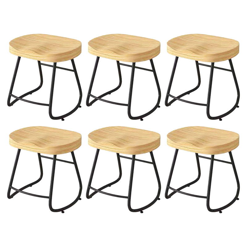 Modern Saddle Seat Bar Stool Wood and Metal Indoor Counter-height Stool Black 6 Piece Set Short Stool(18"H) Clearhalo 'Bar Furniture' 'Bar Stools' 'bar_stools' 'furn' 'furn_bar_stools' 'Furniture' 'Kitchen & Dining Furniture' 5185425