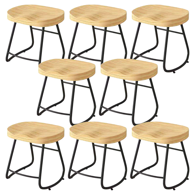 Modern Saddle Seat Bar Stool Wood and Metal Indoor Counter-height Stool Black 8 Piece Set Short Stool(18"H) Clearhalo 'Bar Furniture' 'Bar Stools' 'bar_stools' 'furn' 'furn_bar_stools' 'Furniture' 'Kitchen & Dining Furniture' 5185427