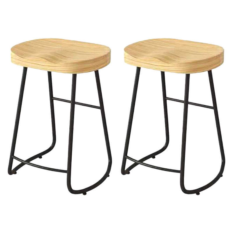 Modern Saddle Seat Bar Stool Wood and Metal Indoor Counter-height Stool Black 2 Piece Set Counter Stool(26"H) Clearhalo 'Bar Furniture' 'Bar Stools' 'bar_stools' 'furn' 'furn_bar_stools' 'Furniture' 'Kitchen & Dining Furniture' 5185430