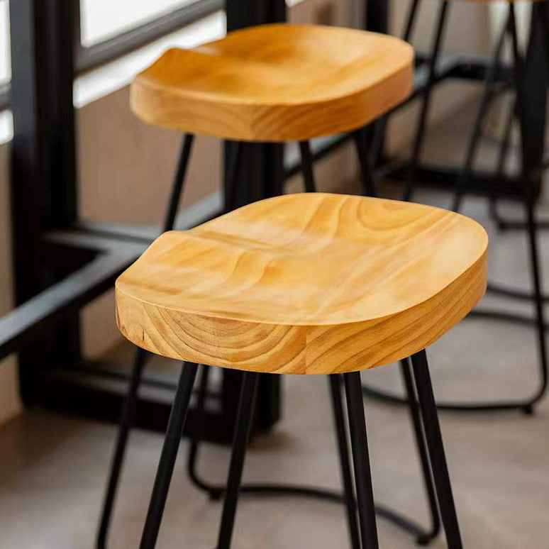 Modern Saddle Seat Bar Stool Wood and Metal Indoor Counter-height Stool Clearhalo 'Bar Furniture' 'Bar Stools' 'bar_stools' 'furn' 'furn_bar_stools' 'Furniture' 'Kitchen & Dining Furniture' 5185431