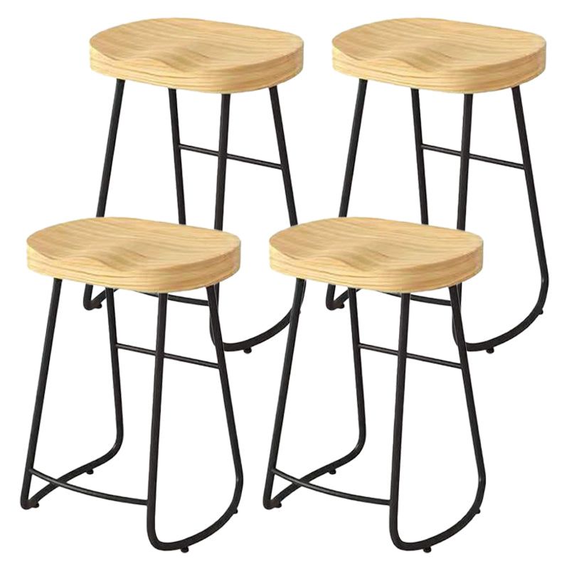 Modern Saddle Seat Bar Stool Wood and Metal Indoor Counter-height Stool Black 4 Piece Set Counter Stool(26"H) Clearhalo 'Bar Furniture' 'Bar Stools' 'bar_stools' 'furn' 'furn_bar_stools' 'Furniture' 'Kitchen & Dining Furniture' 5185432