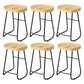 Modern Saddle Seat Bar Stool Wood and Metal Indoor Counter-height Stool Black 6 Piece Set Counter Stool(26"H) Clearhalo 'Bar Furniture' 'Bar Stools' 'bar_stools' 'furn' 'furn_bar_stools' 'Furniture' 'Kitchen & Dining Furniture' 5185434