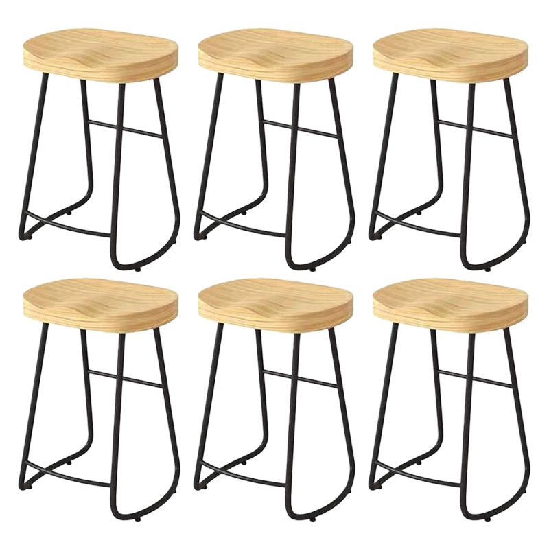 Modern Saddle Seat Bar Stool Wood and Metal Indoor Counter-height Stool Black 6 Piece Set Counter Stool(26"H) Clearhalo 'Bar Furniture' 'Bar Stools' 'bar_stools' 'furn' 'furn_bar_stools' 'Furniture' 'Kitchen & Dining Furniture' 5185434