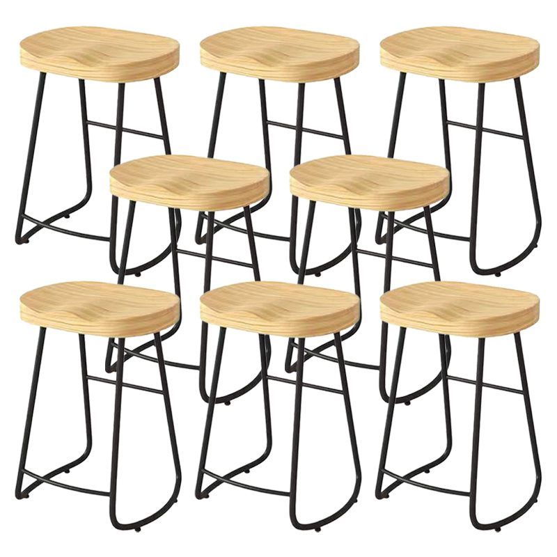 Modern Saddle Seat Bar Stool Wood and Metal Indoor Counter-height Stool Black 8 Piece Set Counter Stool(26"H) Clearhalo 'Bar Furniture' 'Bar Stools' 'bar_stools' 'furn' 'furn_bar_stools' 'Furniture' 'Kitchen & Dining Furniture' 5185436