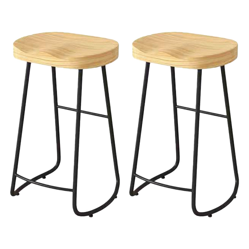 Modern Saddle Seat Bar Stool Wood and Metal Indoor Counter-height Stool Black 2 Piece Set Bar Stool(30"H) Clearhalo 'Bar Furniture' 'Bar Stools' 'bar_stools' 'furn' 'furn_bar_stools' 'Furniture' 'Kitchen & Dining Furniture' 5185437