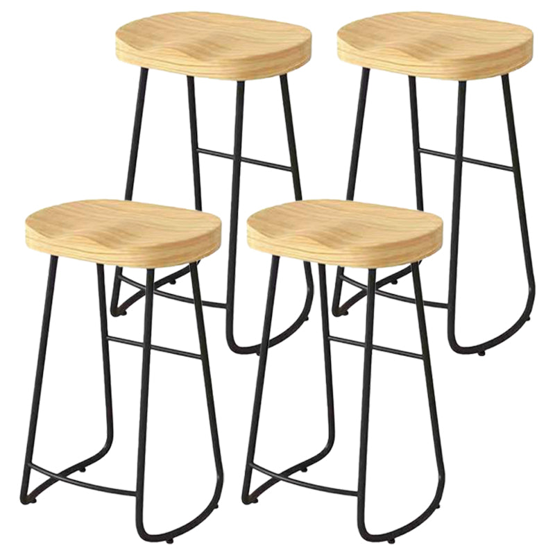 Modern Saddle Seat Bar Stool Wood and Metal Indoor Counter-height Stool Black 4 Piece Set Bar Stool(30"H) Clearhalo 'Bar Furniture' 'Bar Stools' 'bar_stools' 'furn' 'furn_bar_stools' 'Furniture' 'Kitchen & Dining Furniture' 5185439