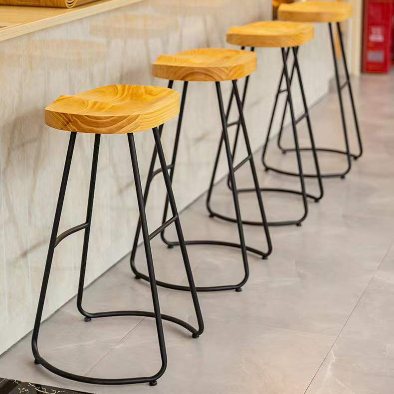 Modern Saddle Seat Bar Stool Wood and Metal Indoor Counter-height Stool Clearhalo 'Bar Furniture' 'Bar Stools' 'bar_stools' 'furn' 'furn_bar_stools' 'Furniture' 'Kitchen & Dining Furniture' 5185441