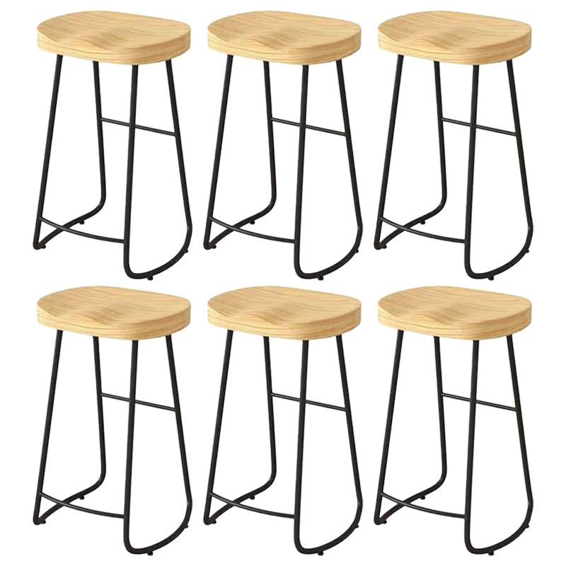 Modern Saddle Seat Bar Stool Wood and Metal Indoor Counter-height Stool Black 6 Piece Set Bar Stool(30"H) Clearhalo 'Bar Furniture' 'Bar Stools' 'bar_stools' 'furn' 'furn_bar_stools' 'Furniture' 'Kitchen & Dining Furniture' 5185442
