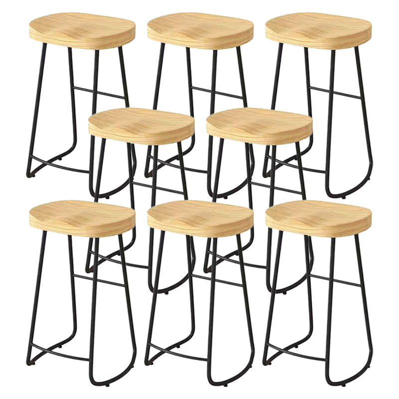Modern Saddle Seat Bar Stool Wood and Metal Indoor Counter-height Stool Black 8 Piece Set Bar Stool(30"H) Clearhalo 'Bar Furniture' 'Bar Stools' 'bar_stools' 'furn' 'furn_bar_stools' 'Furniture' 'Kitchen & Dining Furniture' 5185443