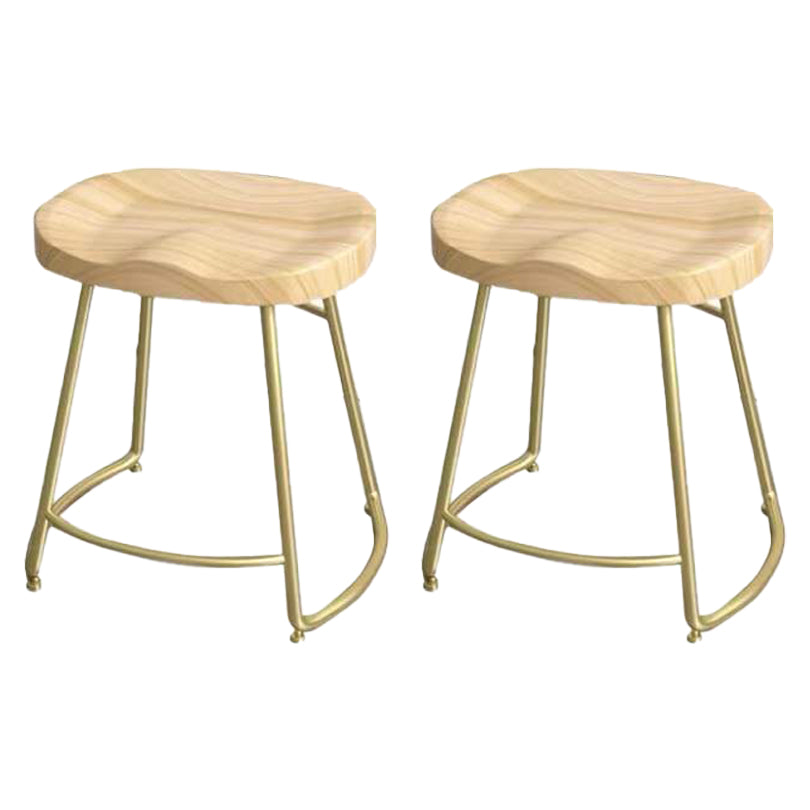 Modern Saddle Seat Bar Stool Wood and Metal Indoor Counter-height Stool Gold 2 Piece Set Short Stool(18"H) Clearhalo 'Bar Furniture' 'Bar Stools' 'bar_stools' 'furn' 'furn_bar_stools' 'Furniture' 'Kitchen & Dining Furniture' 5185445