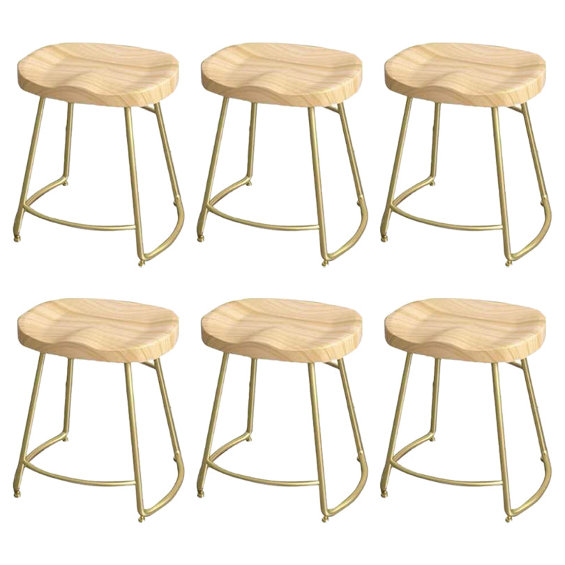 Modern Saddle Seat Bar Stool Wood and Metal Indoor Counter-height Stool Gold 6 Piece Set Short Stool(18"H) Clearhalo 'Bar Furniture' 'Bar Stools' 'bar_stools' 'furn' 'furn_bar_stools' 'Furniture' 'Kitchen & Dining Furniture' 5185447