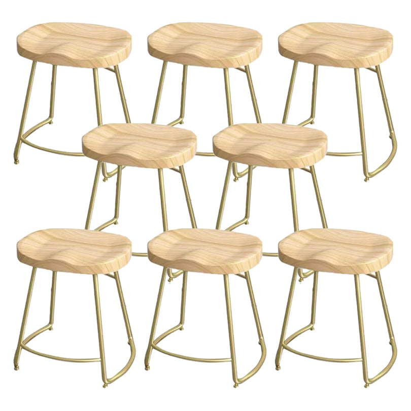 Modern Saddle Seat Bar Stool Wood and Metal Indoor Counter-height Stool Gold 8 Piece Set Short Stool(18"H) Clearhalo 'Bar Furniture' 'Bar Stools' 'bar_stools' 'furn' 'furn_bar_stools' 'Furniture' 'Kitchen & Dining Furniture' 5185448