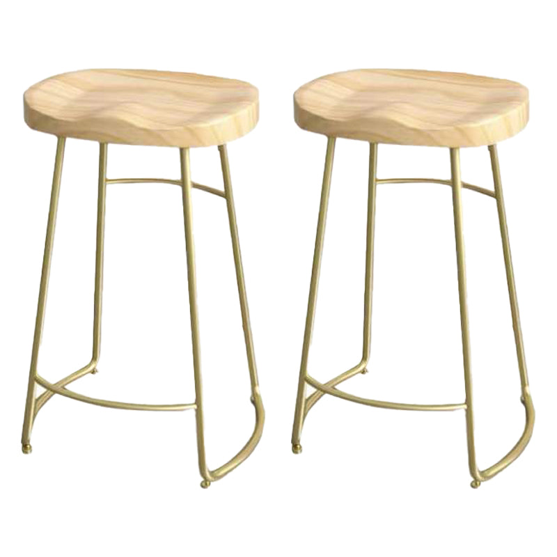 Modern Saddle Seat Bar Stool Wood and Metal Indoor Counter-height Stool Gold 2 Piece Set Counter Stool(26"H) Clearhalo 'Bar Furniture' 'Bar Stools' 'bar_stools' 'furn' 'furn_bar_stools' 'Furniture' 'Kitchen & Dining Furniture' 5185449