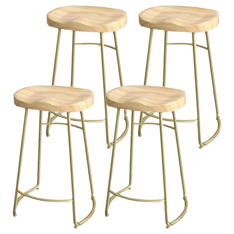 Modern Saddle Seat Bar Stool Wood and Metal Indoor Counter-height Stool Gold 4 Piece Set Counter Stool(26"H) Clearhalo 'Bar Furniture' 'Bar Stools' 'bar_stools' 'furn' 'furn_bar_stools' 'Furniture' 'Kitchen & Dining Furniture' 5185450