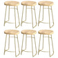 Modern Saddle Seat Bar Stool Wood and Metal Indoor Counter-height Stool Gold 6 Piece Set Counter Stool(26"H) Clearhalo 'Bar Furniture' 'Bar Stools' 'bar_stools' 'furn' 'furn_bar_stools' 'Furniture' 'Kitchen & Dining Furniture' 5185451