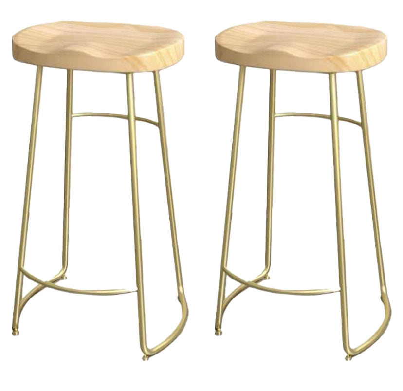 Modern Saddle Seat Bar Stool Wood and Metal Indoor Counter-height Stool Gold 2 Piece Set Bar Stool(30"H) Clearhalo 'Bar Furniture' 'Bar Stools' 'bar_stools' 'furn' 'furn_bar_stools' 'Furniture' 'Kitchen & Dining Furniture' 5185453