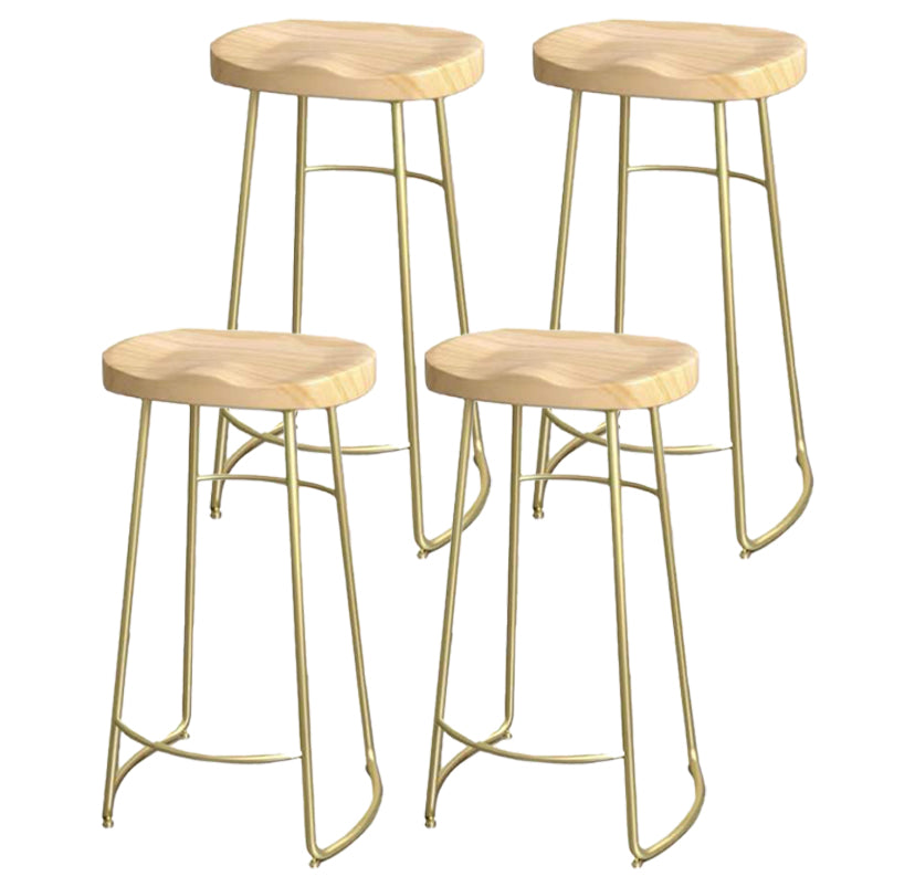 Modern Saddle Seat Bar Stool Wood and Metal Indoor Counter-height Stool Gold 4 Piece Set Bar Stool(30"H) Clearhalo 'Bar Furniture' 'Bar Stools' 'bar_stools' 'furn' 'furn_bar_stools' 'Furniture' 'Kitchen & Dining Furniture' 5185454