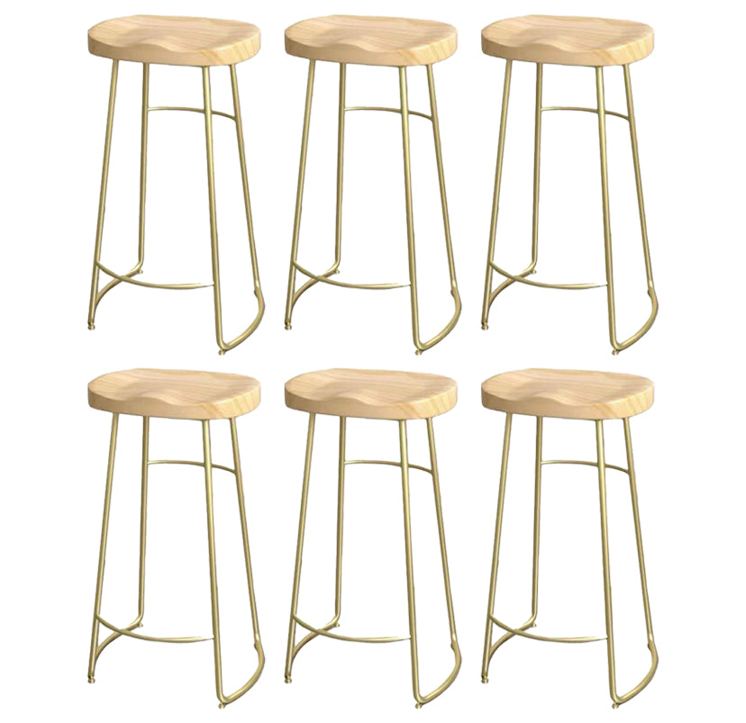 Modern Saddle Seat Bar Stool Wood and Metal Indoor Counter-height Stool Gold 6 Piece Set Bar Stool(30"H) Clearhalo 'Bar Furniture' 'Bar Stools' 'bar_stools' 'furn' 'furn_bar_stools' 'Furniture' 'Kitchen & Dining Furniture' 5185455