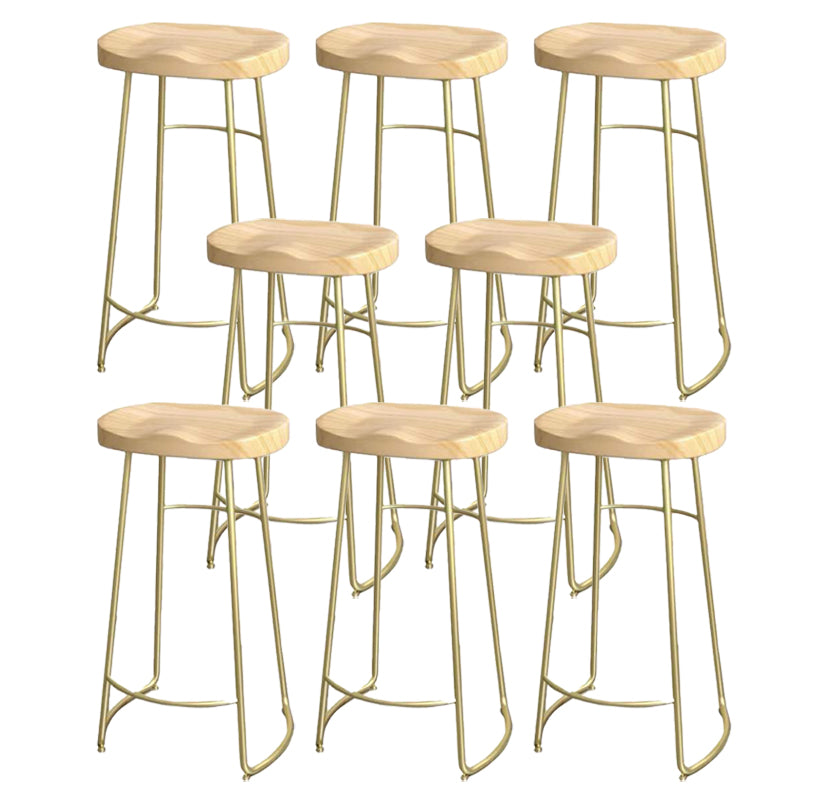Modern Saddle Seat Bar Stool Wood and Metal Indoor Counter-height Stool Gold 8 Piece Set Bar Stool(30"H) Clearhalo 'Bar Furniture' 'Bar Stools' 'bar_stools' 'furn' 'furn_bar_stools' 'Furniture' 'Kitchen & Dining Furniture' 5185456