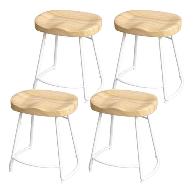Modern Saddle Seat Bar Stool Wood and Metal Indoor Counter-height Stool White 4 Piece Set Short Stool(18"H) Clearhalo 'Bar Furniture' 'Bar Stools' 'bar_stools' 'furn' 'furn_bar_stools' 'Furniture' 'Kitchen & Dining Furniture' 5185458