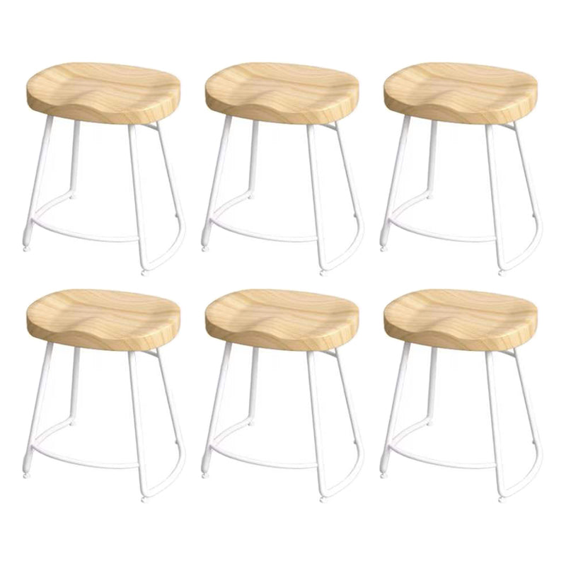 Modern Saddle Seat Bar Stool Wood and Metal Indoor Counter-height Stool White 6 Piece Set Short Stool(18"H) Clearhalo 'Bar Furniture' 'Bar Stools' 'bar_stools' 'furn' 'furn_bar_stools' 'Furniture' 'Kitchen & Dining Furniture' 5185459
