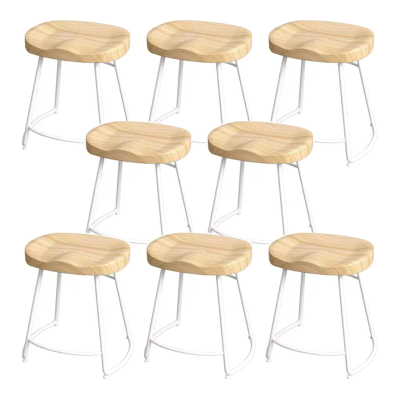 Modern Saddle Seat Bar Stool Wood and Metal Indoor Counter-height Stool White 8 Piece Set Short Stool(18"H) Clearhalo 'Bar Furniture' 'Bar Stools' 'bar_stools' 'furn' 'furn_bar_stools' 'Furniture' 'Kitchen & Dining Furniture' 5185460