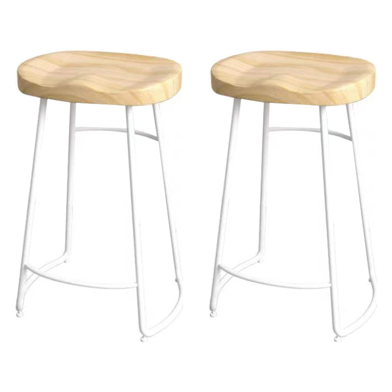 Modern Saddle Seat Bar Stool Wood and Metal Indoor Counter-height Stool White 2 Piece Set Counter Stool(26"H) Clearhalo 'Bar Furniture' 'Bar Stools' 'bar_stools' 'furn' 'furn_bar_stools' 'Furniture' 'Kitchen & Dining Furniture' 5185461