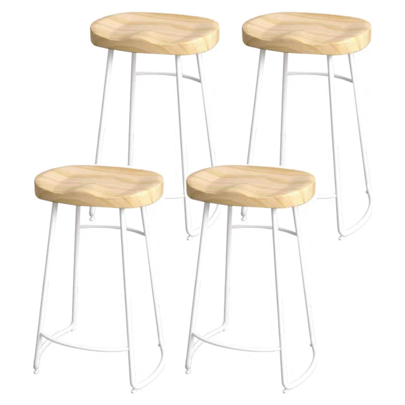 Modern Saddle Seat Bar Stool Wood and Metal Indoor Counter-height Stool White 4 Piece Set Counter Stool(26"H) Clearhalo 'Bar Furniture' 'Bar Stools' 'bar_stools' 'furn' 'furn_bar_stools' 'Furniture' 'Kitchen & Dining Furniture' 5185462