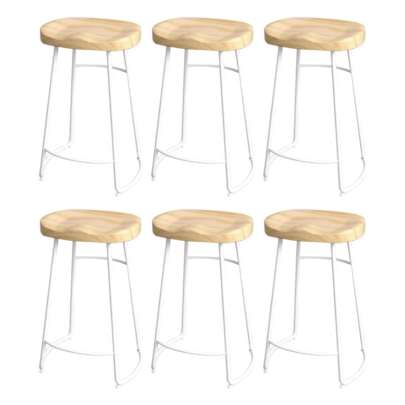 Modern Saddle Seat Bar Stool Wood and Metal Indoor Counter-height Stool White 6 Piece Set Counter Stool(26"H) Clearhalo 'Bar Furniture' 'Bar Stools' 'bar_stools' 'furn' 'furn_bar_stools' 'Furniture' 'Kitchen & Dining Furniture' 5185463