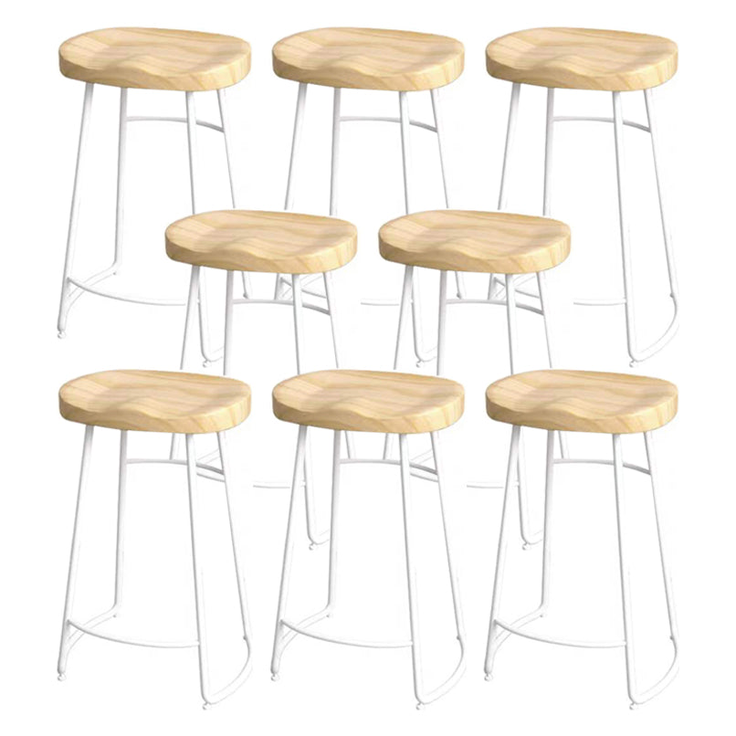 Modern Saddle Seat Bar Stool Wood and Metal Indoor Counter-height Stool White 8 Piece Set Counter Stool(26"H) Clearhalo 'Bar Furniture' 'Bar Stools' 'bar_stools' 'furn' 'furn_bar_stools' 'Furniture' 'Kitchen & Dining Furniture' 5185464