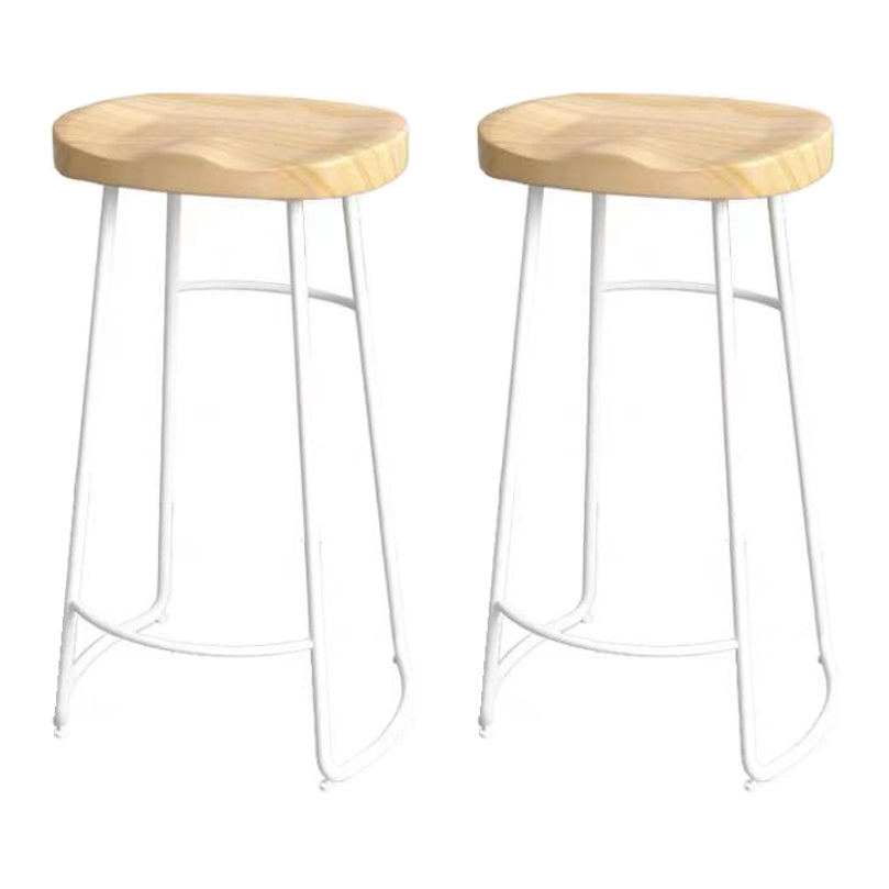 Modern Saddle Seat Bar Stool Wood and Metal Indoor Counter-height Stool White 2 Piece Set Bar Stool(30"H) Clearhalo 'Bar Furniture' 'Bar Stools' 'bar_stools' 'furn' 'furn_bar_stools' 'Furniture' 'Kitchen & Dining Furniture' 5185465