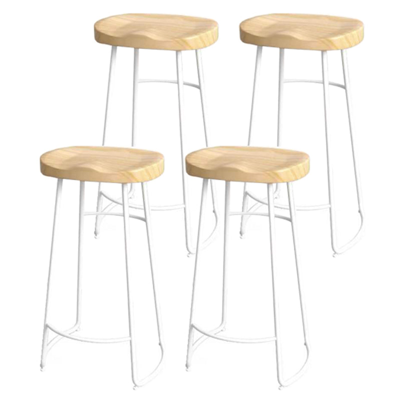 Modern Saddle Seat Bar Stool Wood and Metal Indoor Counter-height Stool White 4 Piece Set Bar Stool(30"H) Clearhalo 'Bar Furniture' 'Bar Stools' 'bar_stools' 'furn' 'furn_bar_stools' 'Furniture' 'Kitchen & Dining Furniture' 5185466