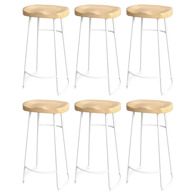 Modern Saddle Seat Bar Stool Wood and Metal Indoor Counter-height Stool White 6 Piece Set Bar Stool(30"H) Clearhalo 'Bar Furniture' 'Bar Stools' 'bar_stools' 'furn' 'furn_bar_stools' 'Furniture' 'Kitchen & Dining Furniture' 5185467