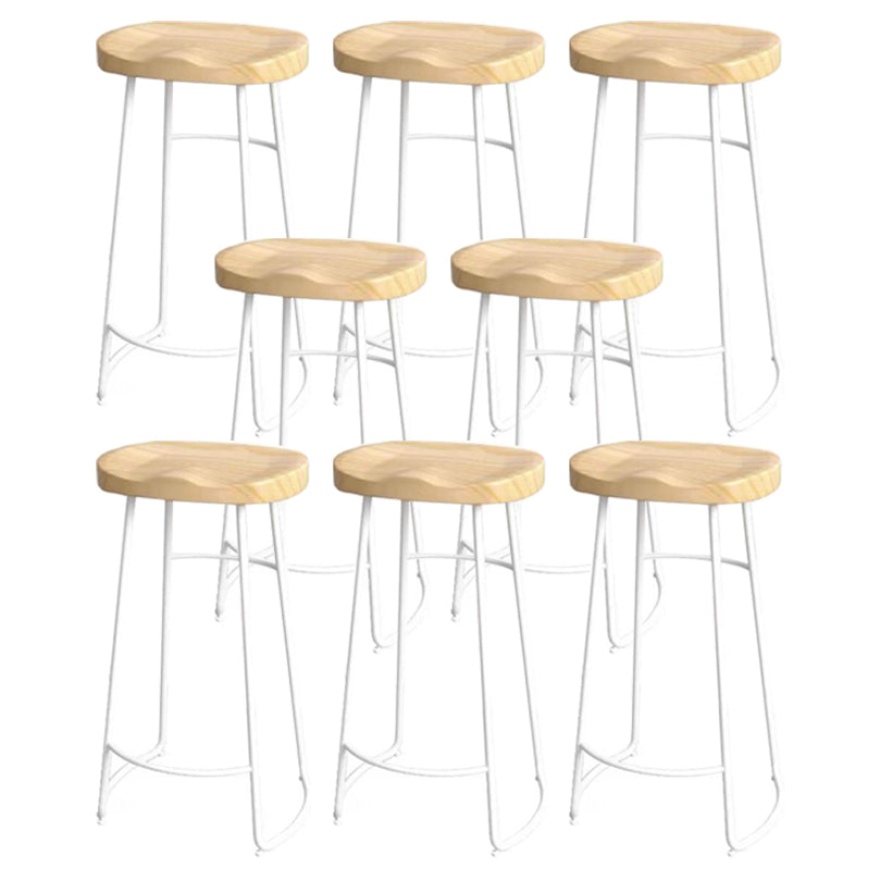 Modern Saddle Seat Bar Stool Wood and Metal Indoor Counter-height Stool White 8 Piece Set Bar Stool(30"H) Clearhalo 'Bar Furniture' 'Bar Stools' 'bar_stools' 'furn' 'furn_bar_stools' 'Furniture' 'Kitchen & Dining Furniture' 5185468