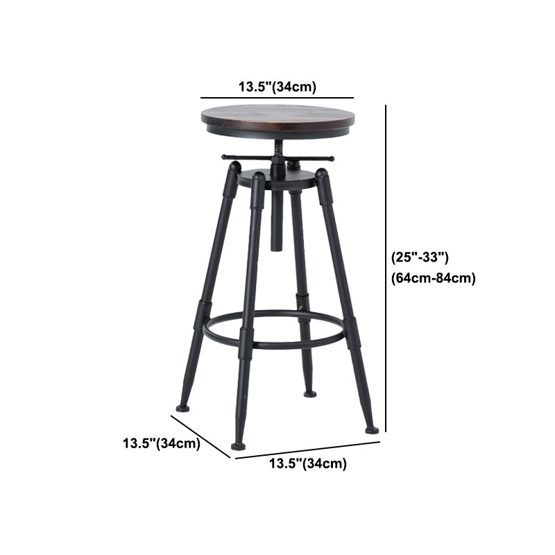 Tabouret de comptoir rond industriel noir tabouret de barre de hauteur réglable avec pivot