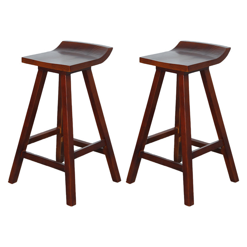 Restaurant Modern Simple Barstool Wood 4 Legs Bar Stool with Pedal Brown 2 Piece Set Clearhalo 'Bar Furniture' 'Bar Stools' 'bar_stools' 'furn' 'furn_bar_stools' 'Furniture' 'Kitchen & Dining Furniture' 5185699