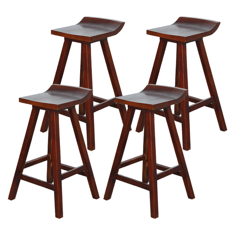 Restaurant Modern Simple Barstool Wood 4 Legs Bar Stool with Pedal Brown 4 Piece Set Clearhalo 'Bar Furniture' 'Bar Stools' 'bar_stools' 'furn' 'furn_bar_stools' 'Furniture' 'Kitchen & Dining Furniture' 5185700