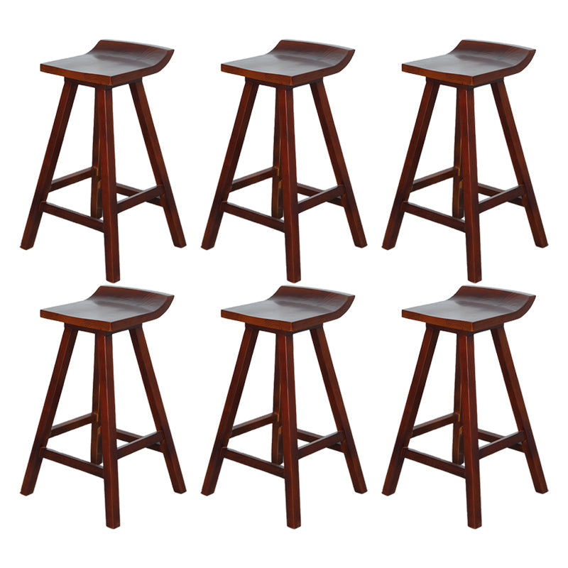 Restaurant Modern Simple Barstool Wood 4 Legs Bar Stool with Pedal Brown 6 Piece Set Clearhalo 'Bar Furniture' 'Bar Stools' 'bar_stools' 'furn' 'furn_bar_stools' 'Furniture' 'Kitchen & Dining Furniture' 5185702