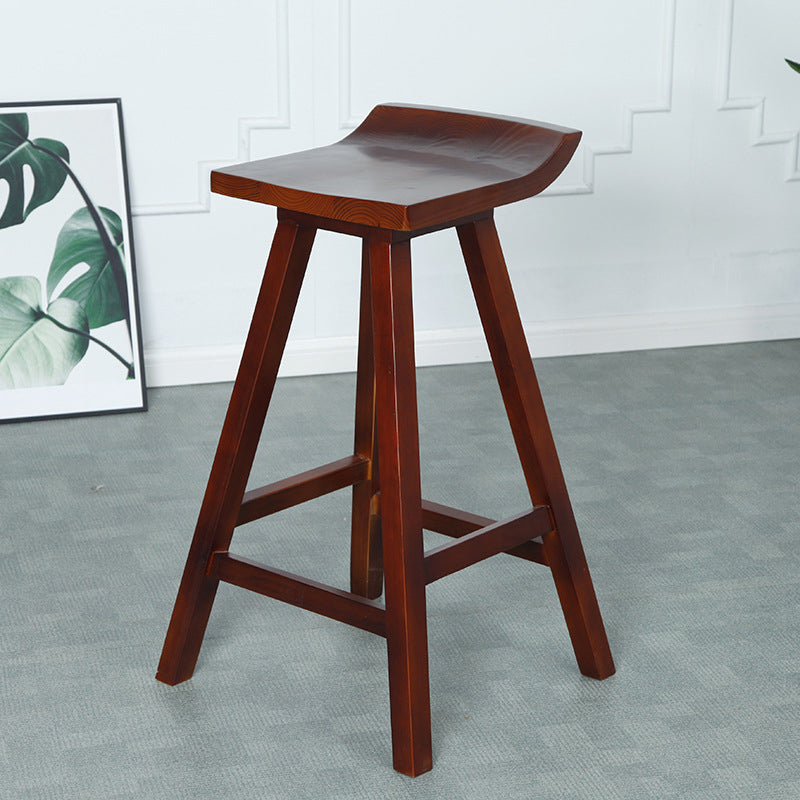 Restaurant Modern Simple Barstool Wood 4 Legs Bar Stool with Pedal Clearhalo 'Bar Furniture' 'Bar Stools' 'bar_stools' 'furn' 'furn_bar_stools' 'Furniture' 'Kitchen & Dining Furniture' 5185704