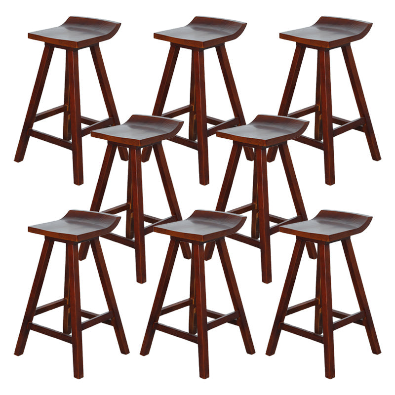 Restaurant Modern Simple Barstool Wood 4 Legs Bar Stool with Pedal Brown 8 Piece Set Clearhalo 'Bar Furniture' 'Bar Stools' 'bar_stools' 'furn' 'furn_bar_stools' 'Furniture' 'Kitchen & Dining Furniture' 5185705