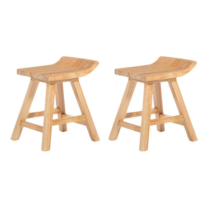 Restaurant Modern Simple Barstool Wood 4 Legs Bar Stool with Pedal Wood 2 Piece Set Short Stool(18"H) Clearhalo 'Bar Furniture' 'Bar Stools' 'bar_stools' 'furn' 'furn_bar_stools' 'Furniture' 'Kitchen & Dining Furniture' 5185707