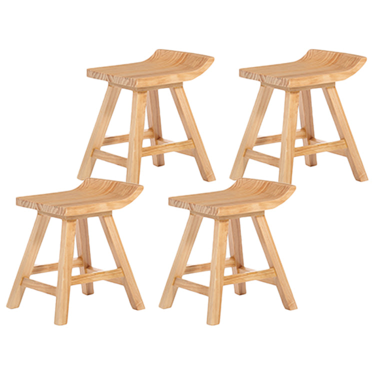 Restaurant Modern Simple Barstool Wood 4 Legs Bar Stool with Pedal Wood 4 Piece Set Short Stool(18"H) Clearhalo 'Bar Furniture' 'Bar Stools' 'bar_stools' 'furn' 'furn_bar_stools' 'Furniture' 'Kitchen & Dining Furniture' 5185709